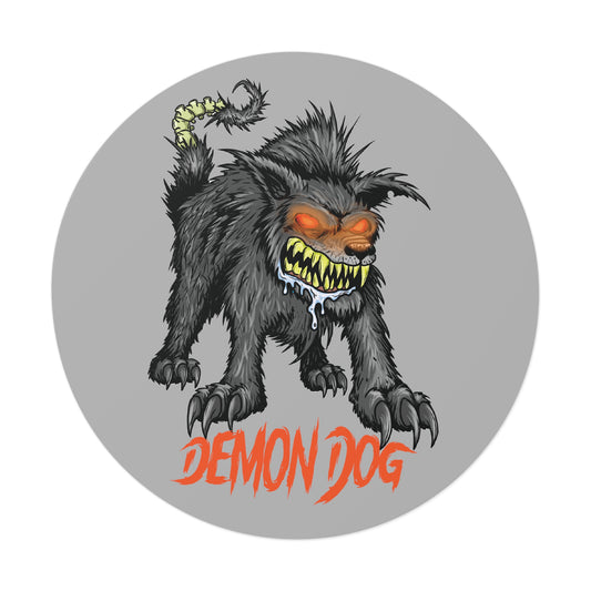 Demon Dog Round Vinyl Stickers