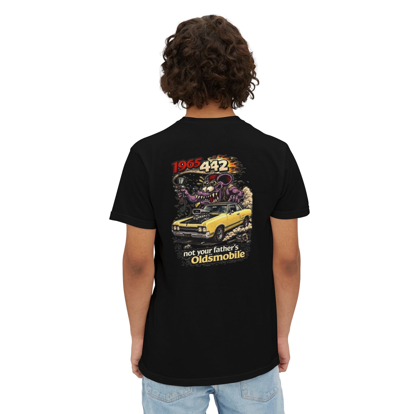 1965 442 Oldsmobile Pocket T-Shirt — Vintage Muscle Car Graphic Tee